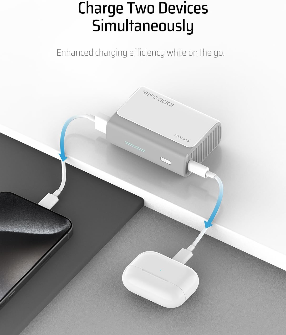 Charge Two Devices Simultaneously  
Enhanced charging efficiency while on the go.