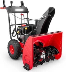 POWERSMART - 26-Inch 252CC Two-Stage Gas Powered Self-Propelled Snow Blower,Electric Start,with 6 Forward and 2 Reverse Speeds - Red