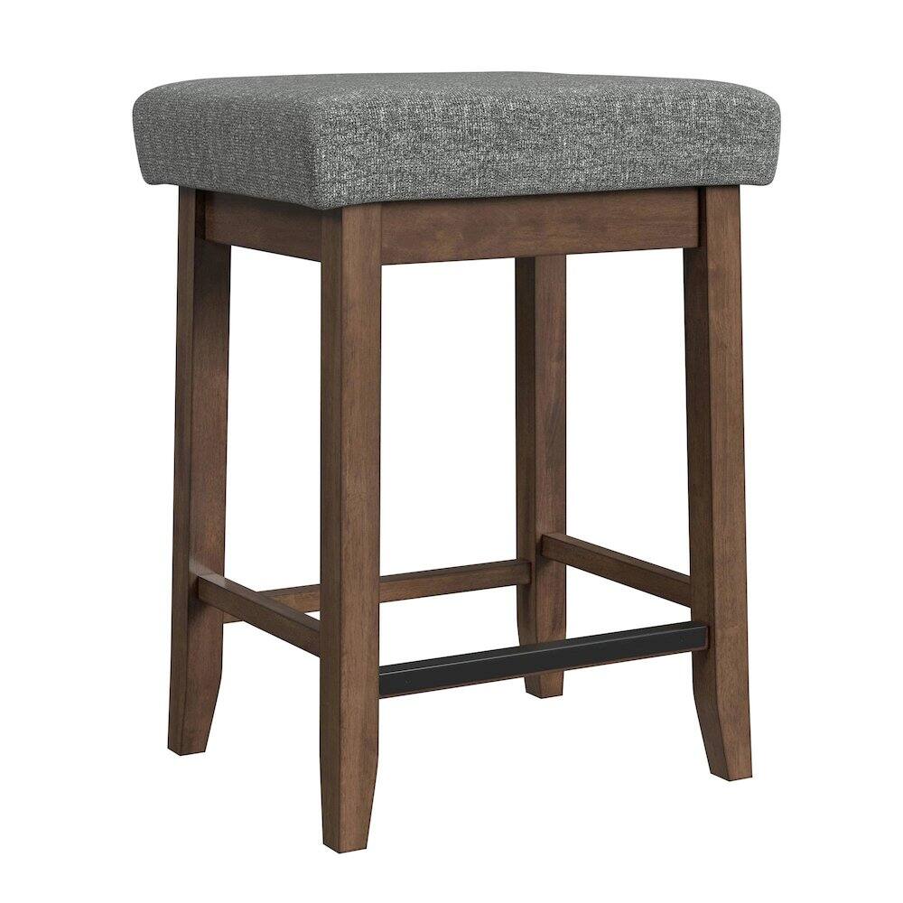 Alt View 2. Picket House Furnishings - Veronica Kitchen Island & 2 Counter Stools with Dark Grey Fabric in Walnut - Walnut.