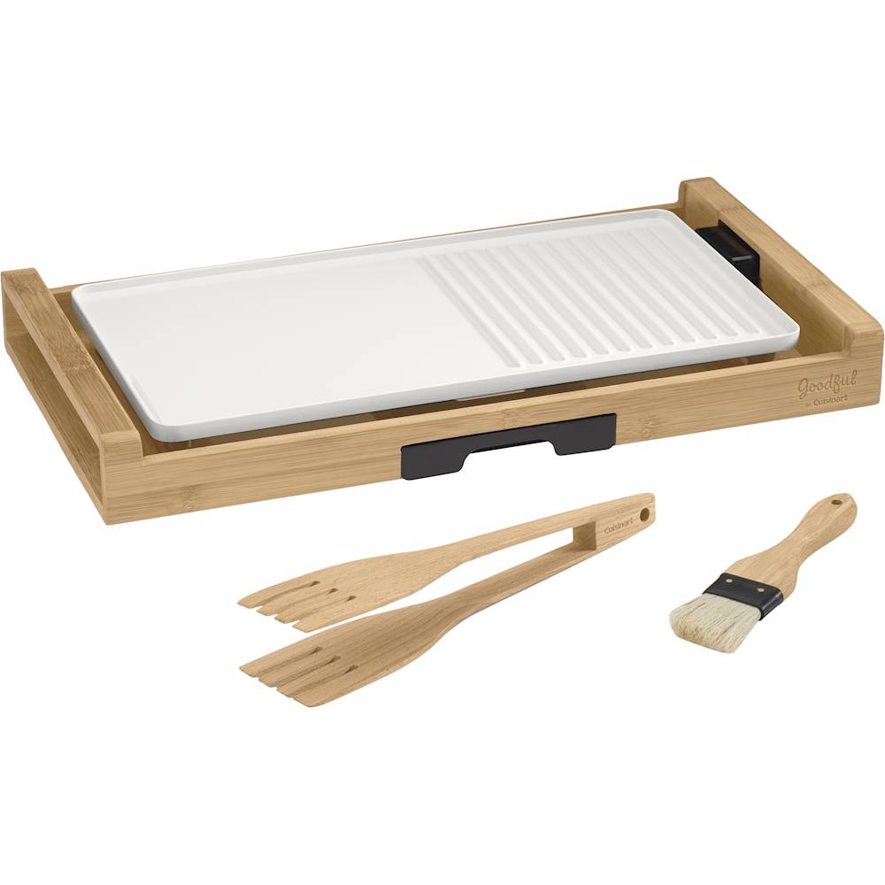 Angle View: Cuisinart - Goodful Electric Griddle - White/Bamboo