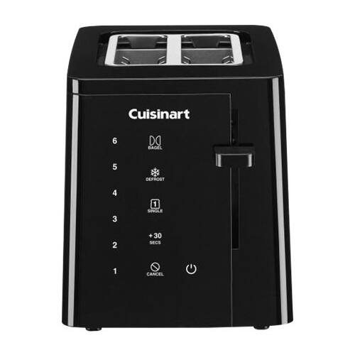 Front. Cuisinart - T-Series 2-Slice Wide-Slot Toaster - Black.