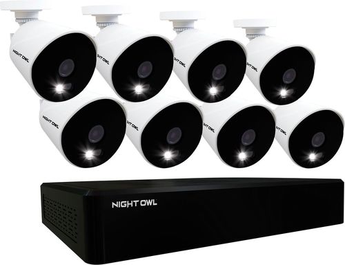 Night Owl - 16 Channel Wired DVR with 8 Wired 1080p HD Spotlight Cameras and 1TB Hard Drive - Black/White