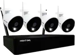 Night Owl - 10 Channel Wi-Fi NVR with 4 Wi-Fi IP 1080p HD 2-Way Audio Cameras and 1TB Hard Drive - White/Black