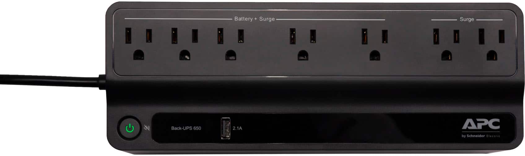 Alt View 13. APC - Back-UPS 650VA, 120V,1 USB Charging Port, Retail - Black.
