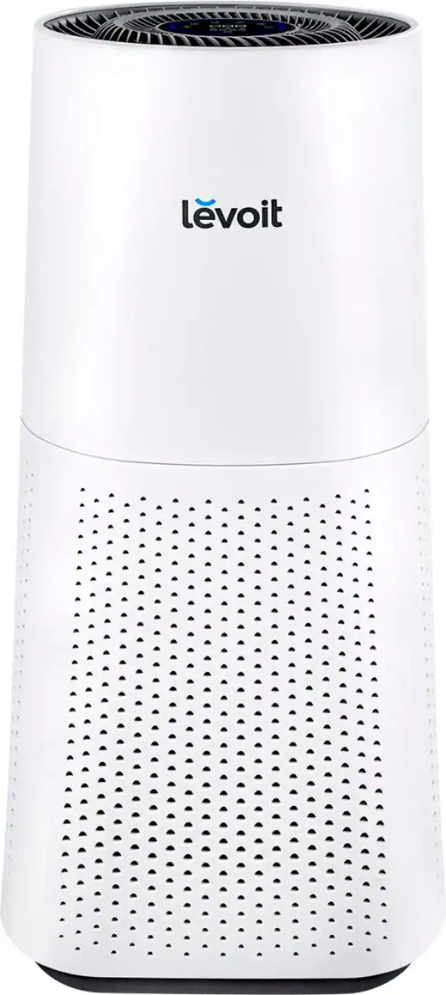 Front. Levoit - Airzone 710 Sq. Ft True HEPA Air Purifier - White.