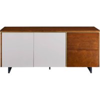 SEI Furniture - Midhurst Storage Media Stand for Most TVs Up to 60" - Brown And White With Brass Accents - Front_Zoom