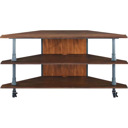 SEI - Pindry Corner Media Stand for Most TVs Up to 50" - Dark Tobacco/Aged Gray