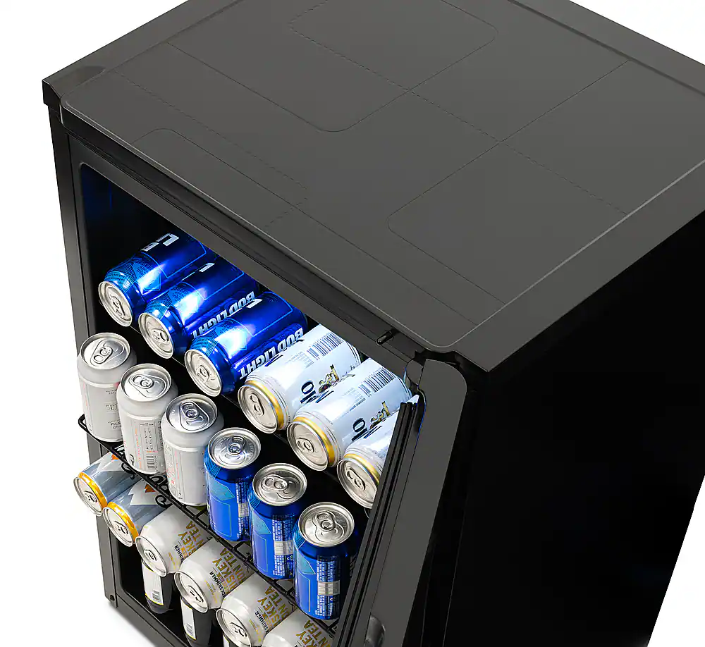 Alt View 11. NewAir - 125-Can Beverage Cooler with Glass Door, Party and Turbo Modes, Cools to 23F, Digital Controls, Adjustable Shelves - Black.