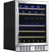 NewAir - 46-Bottle Dual Zone Built-in Wine Fridge with Quiet Operation with Beech Wood Shelves and Recessed Kickplate - Stainless steel - Front_Zoom