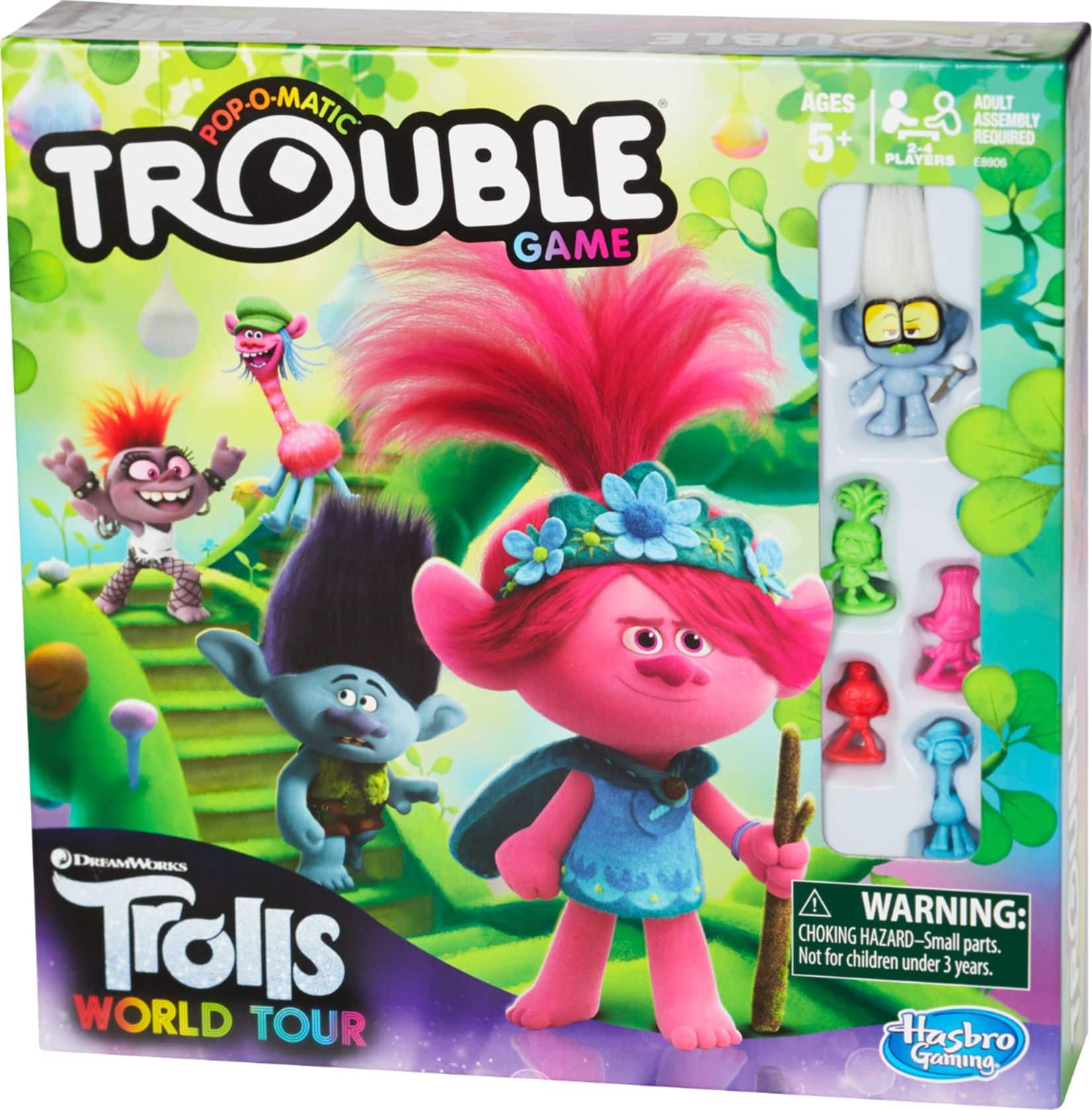Front. Hasbro - Trouble: DreamWorks Trolls World Tour Edition Board Game.