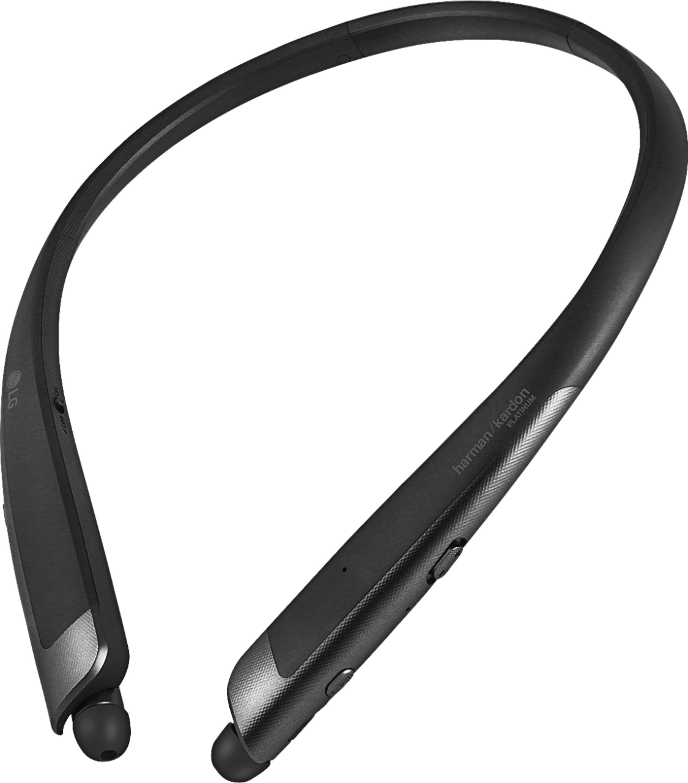 Left View: LG - Geek Squad Certified Refurbished TONE PLATINUM+ Bluetooth Headset - Black