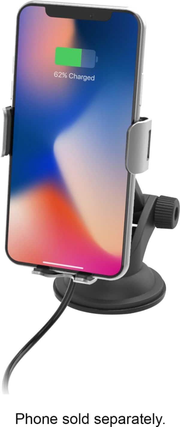 Angle. Bracketron - PwrUp Qi Automatic Dash / Window / Vent Mount for Most Cell Phones - Black.