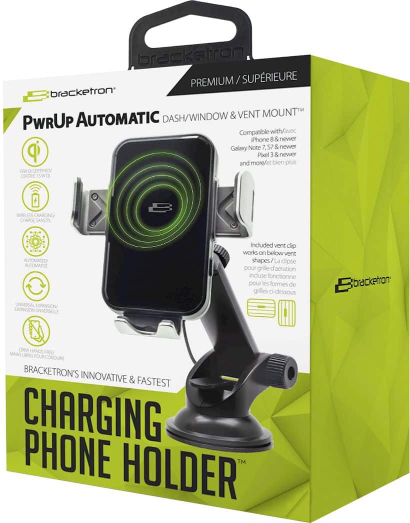 Alt View 17. Bracketron - PwrUp Qi Automatic Dash / Window / Vent Mount for Most Cell Phones - Black.