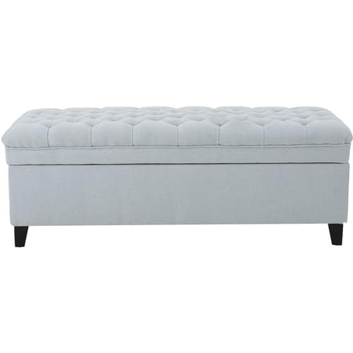 Noble House - Shelltown Tufted Storage Ottoman - Light Sky