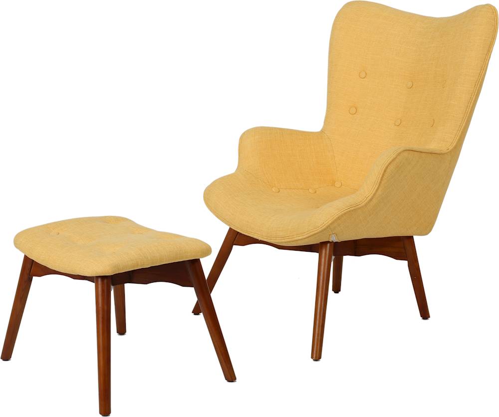 Noble House - Altamont Contour Chair and Ottoman Set - Muted Yellow