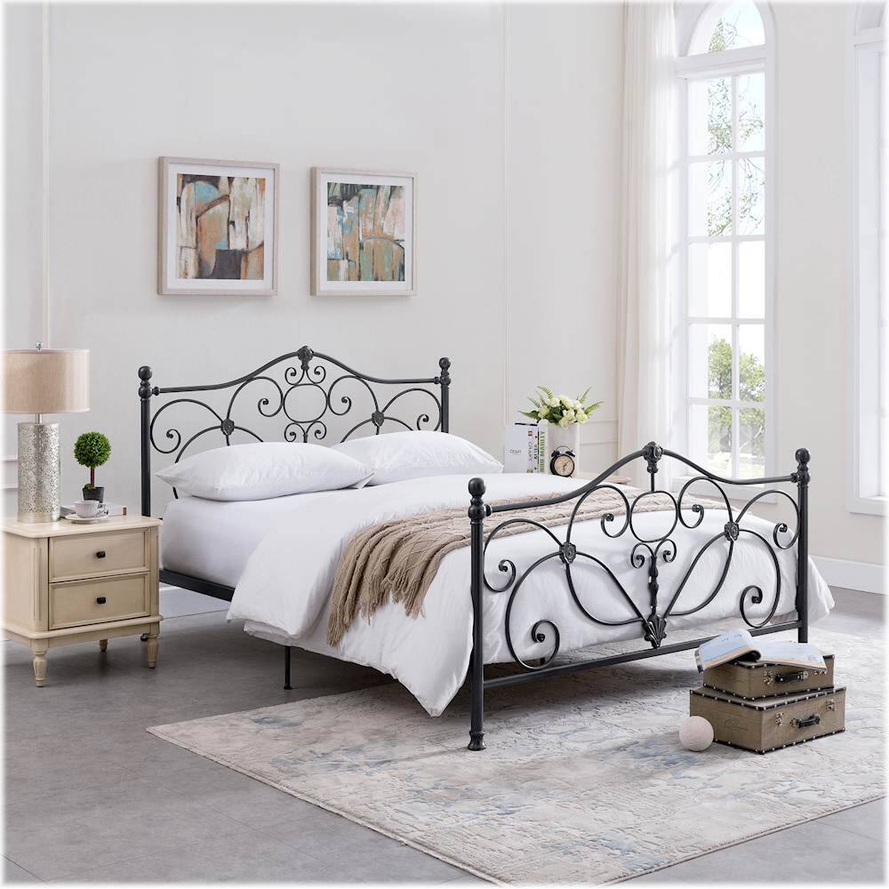 Best Buy Noble House Lampson 64" Queen Iron Bed Frame Charcoal 295766