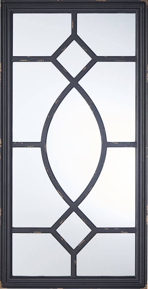 Angle View: Noble House - Raywood Wooden Mirror - Distressed Black