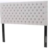 Noble House - Kanona Tufted Fabric 62.3" Full/Queen Upholstered Headboard - Light Gray - Front_Zoom