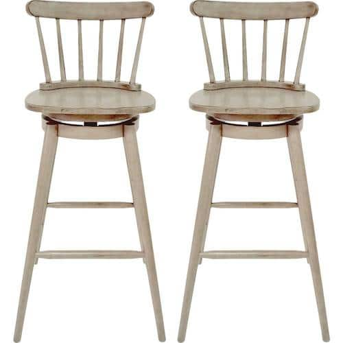 Noble House - Nashua Rubberwood Swivel Barstools (Set of 2) - Aged Gray