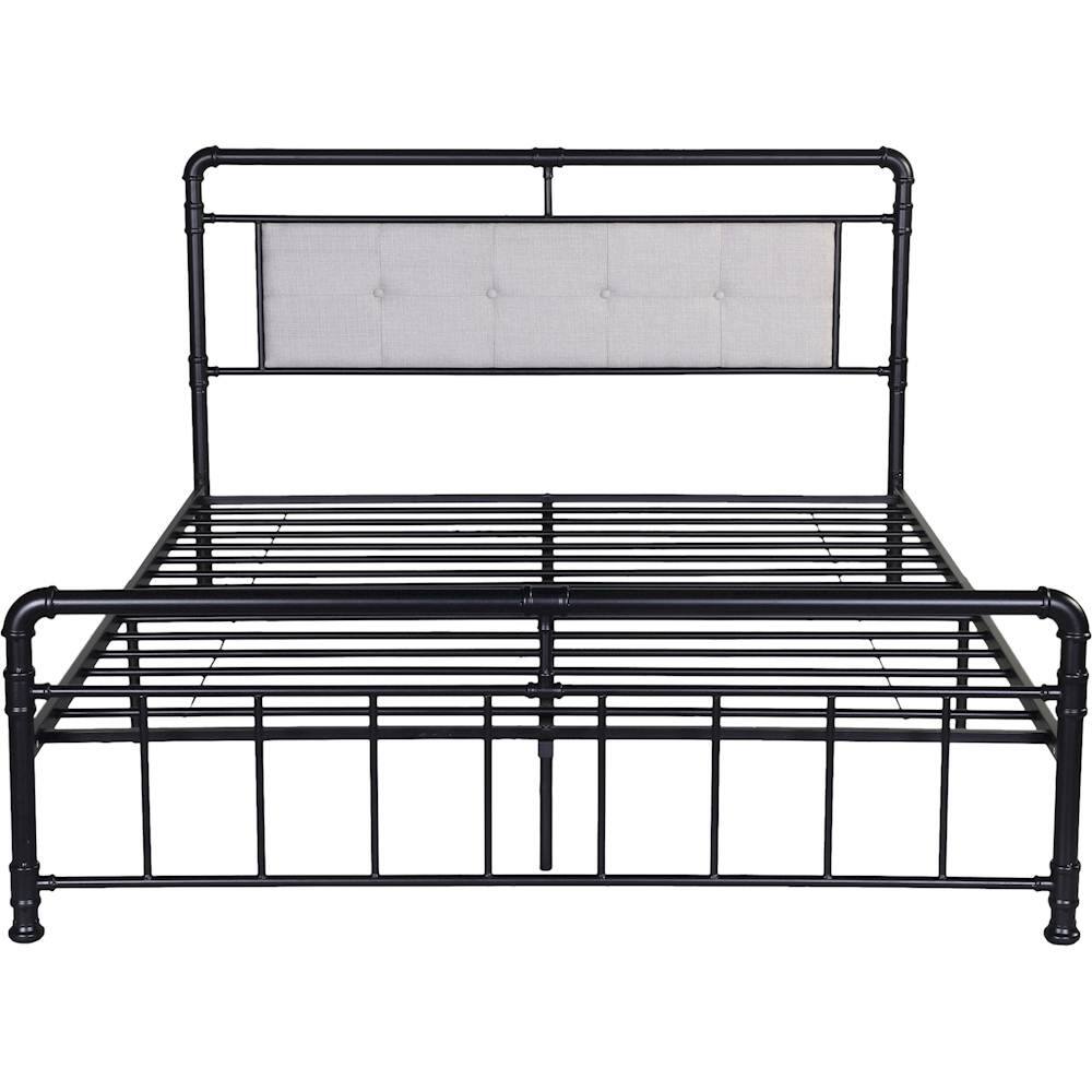 Front. Noble House - Cavour Industrial 64" Queen Iron Bed Frame - Beige/Black.