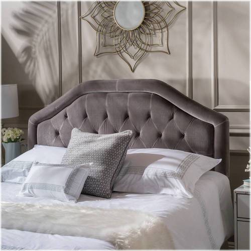 Noble House - Breesport Tufted Suede 62.3" Full/Queen Upholstered Headboard - Gray