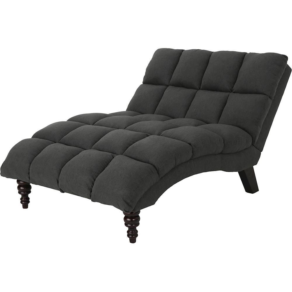 Noble House - Oakwood Fabric Tufted Double Chaise Lounge - Dark Gray
