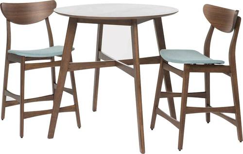 Noble House - Groton Round Counter Height Wood Dining Table (Set of 3) - Natual Walnut/Mint