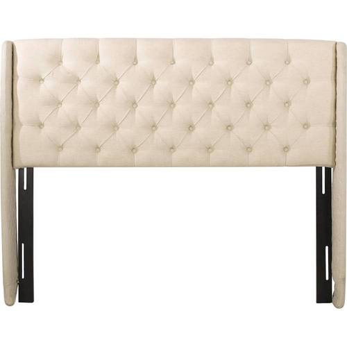 Noble House - Malta Contemporary Fabric 61.8" Full/Queen Upholstered Wingback Headboard - Beige/Black