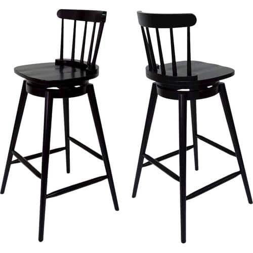 Noble House - Nashua Rubberwood Swivel Barstools (Set of 2) - Black