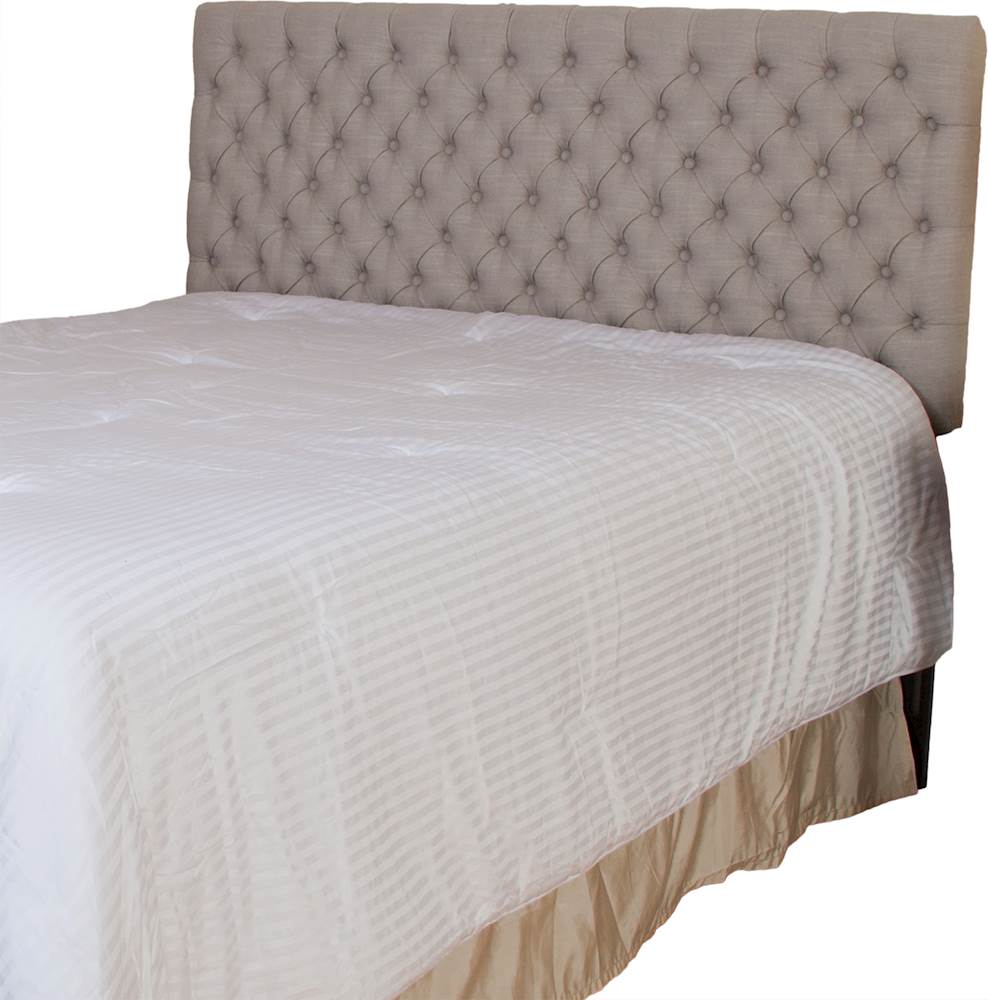 Angle View: Noble House - Breesport Tufted Suede 62.3" Full/Queen Upholstered Headboard - Light Gray