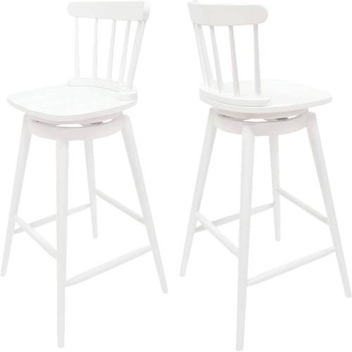 Noble House - Nashua Rubberwood Swivel Barstools (Set of 2) - White