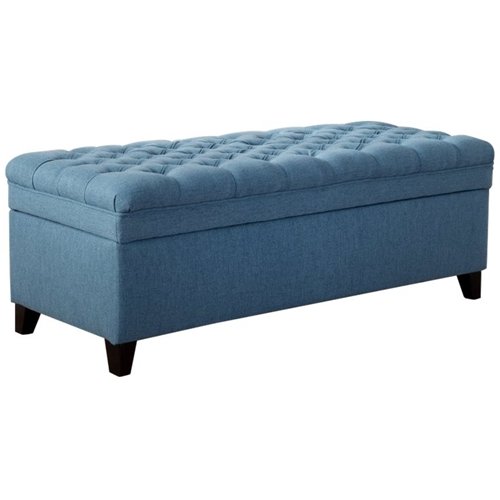 Noble House Shelltown Tufted Storage Ottoman Blue 299134 - Best Buy