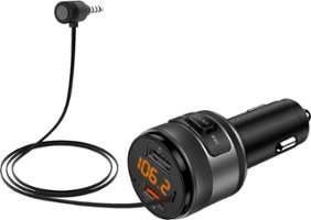 iSimple - FM Transmitter for Music Streaming, Charging, and Hands-Free Calling - Black - Front_Zoom