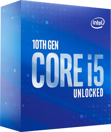 Front. Intel - Core i5-10600K 10th Generation 6-Core - 12-Thread - 4.1 GHz 4.8 GHz Turbo) Socket LGA1200 Unlocked Desktop Processor.