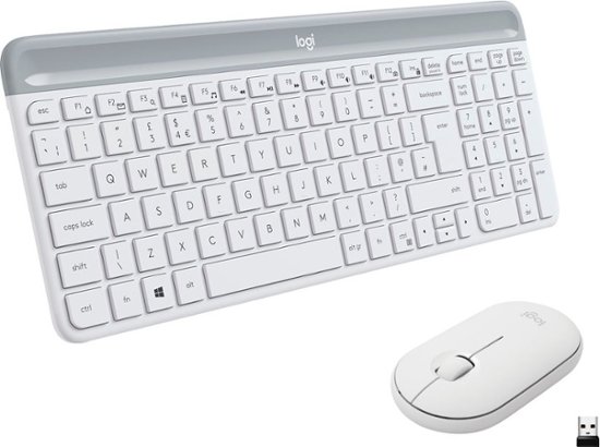 White Standard Logitech MK470 Mouse included RF Wireless QWERTY