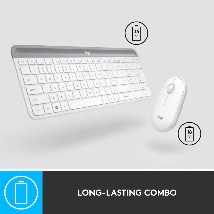 Logitech - MK470 Full-size Wireless Scissor Keyboard and Mouse Bundle for Windows with Quiet clicks - Off-White