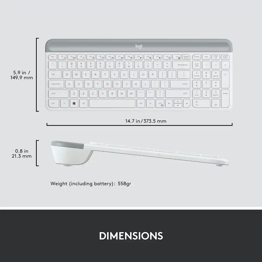 Logi Keyboard Inches Logitech MK470 Full size Wireless Scissor Keyboard and Mouse Bundle for ...