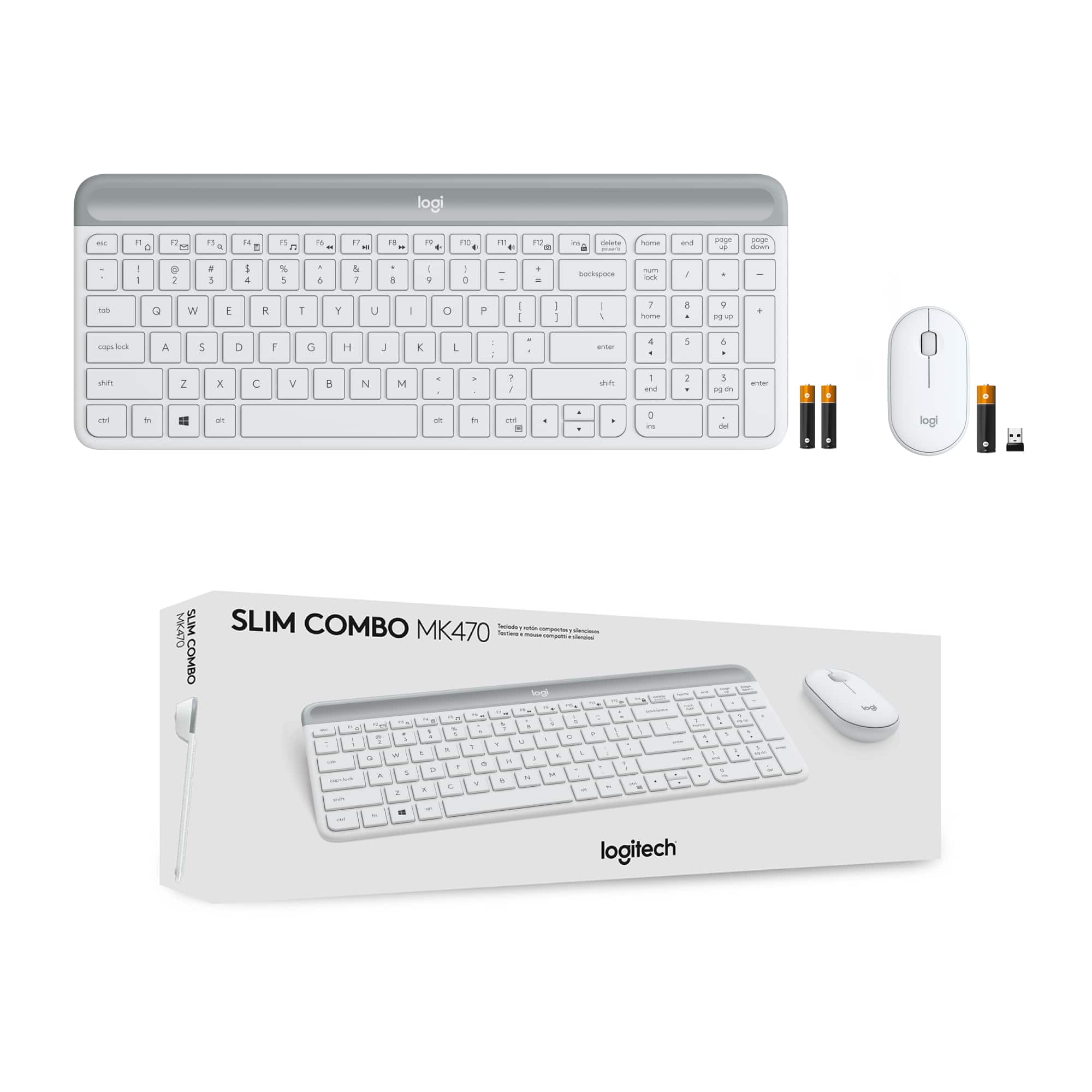 logitech SLIM COMBO MK470 - 2.0 USB - keyboard and mouse combo - white