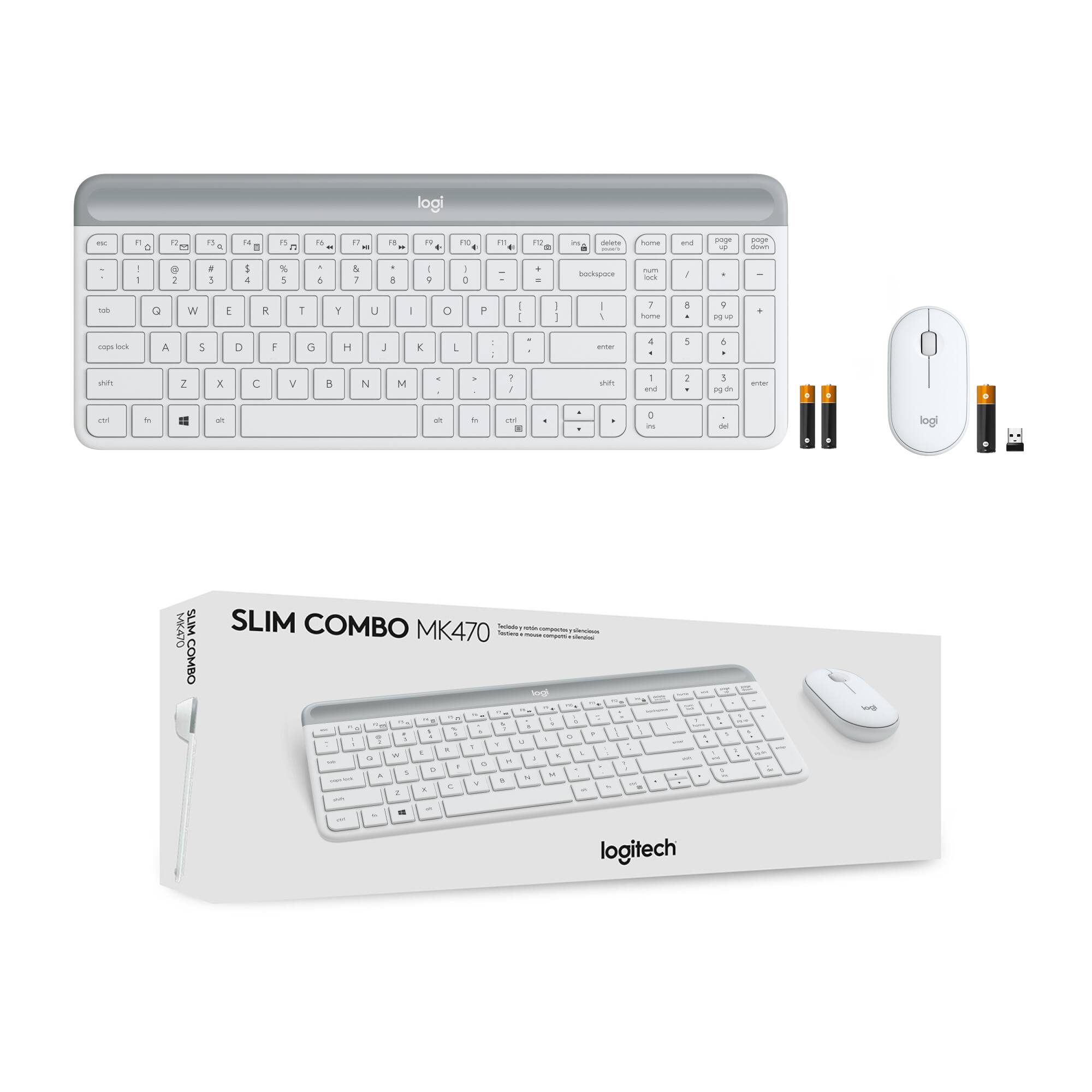 logitech SLIM COMBO MK470 - 2.0 USB - keyboard and mouse combo - white