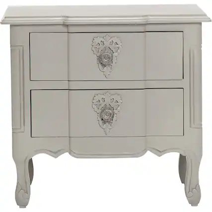 Front. Finch - Maslow Wood 2-Drawer Side Table - Gray.