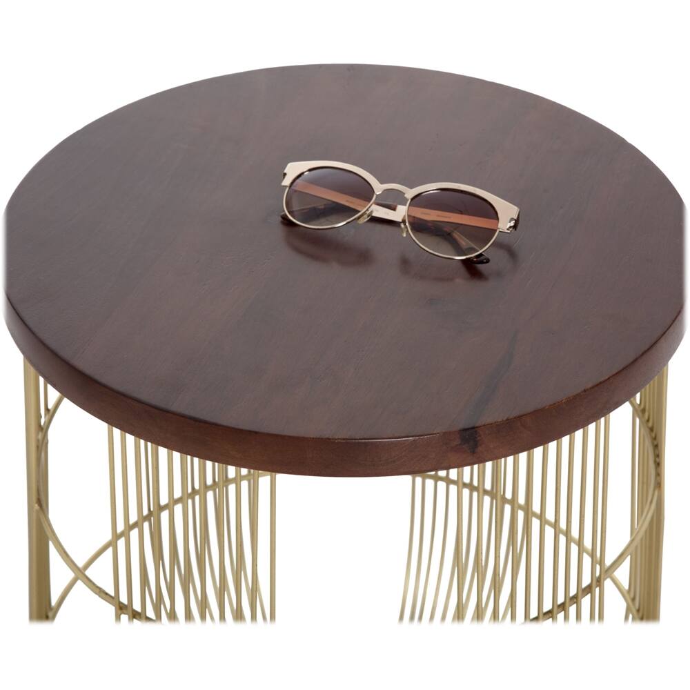 Alt View 12. Finch - Maxwell Round Modern Contemporary Solid Mango Wood Side Table - Dark Brown.
