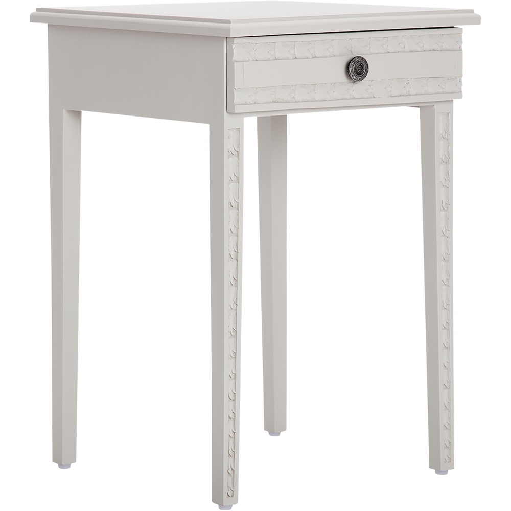 Left View: Adore Decor - Jules Wood 1-Drawer Night Stand - Light Gray