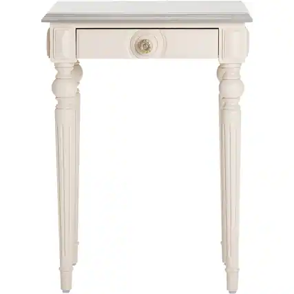 Front. Click Decor - Amos Rectangular Vintage Wood 1-Drawer Side Table - Gray.