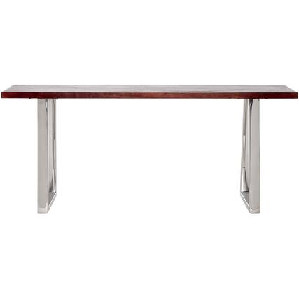 Front. Finch - Lionel Bench Modern Mango Wood Table - Dark Walnut Brown.