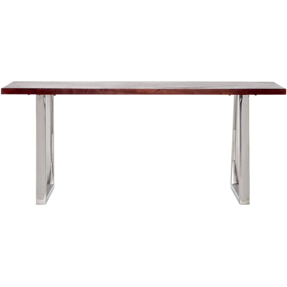 Front. Finch - Lionel Bench Modern Mango Wood Table - Dark Walnut Brown.