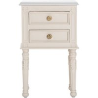 Finch - Richards Rectangular Rustic Wood 2-Drawer Side Table - Cream White - Front_Zoom