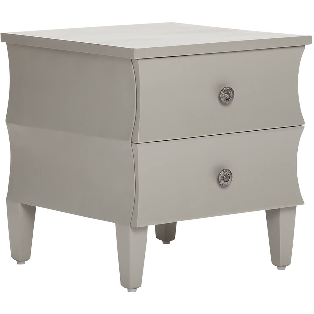 Left View: Adore Decor - Arlan Modern Classic Wood 2-Drawer Side Table - Soft Gray