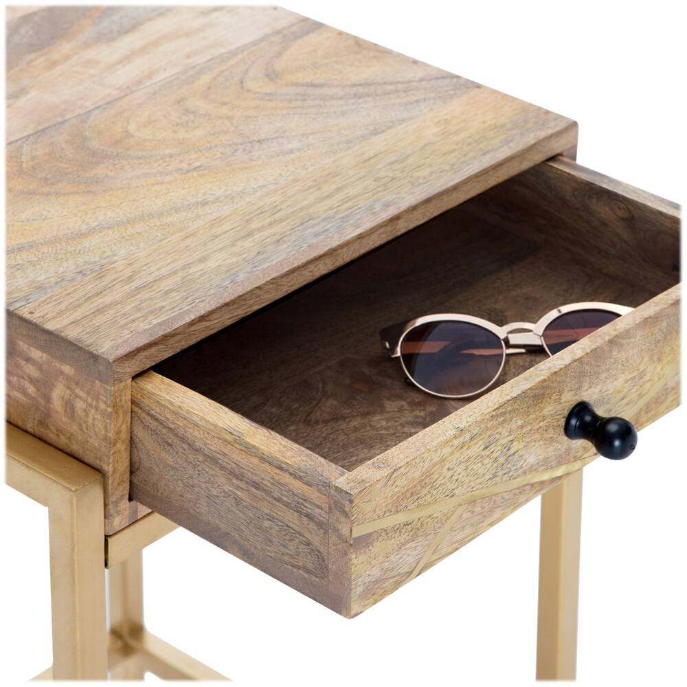 Alt View 14. Adore Decor - Sidney Modern Mango Wood 1-Drawer Accent Table - Beige.