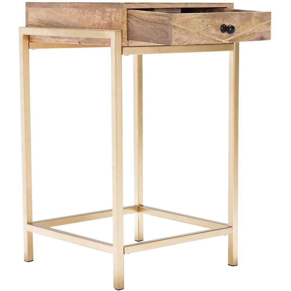 Left. Adore Decor - Sidney Modern Mango Wood 1-Drawer Accent Table - Beige.
