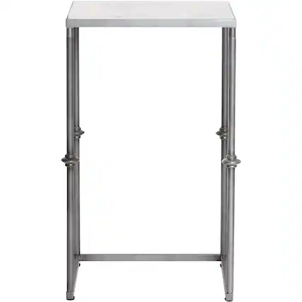 Front. Finch - Berlin Square Classic Marble Side Table - White.